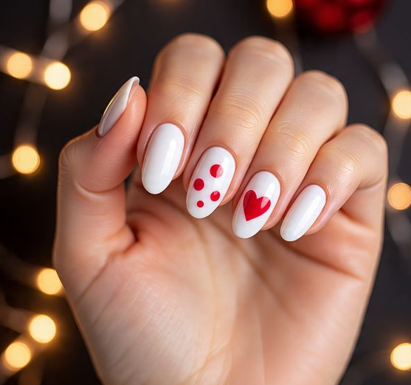christmas nails red and white
