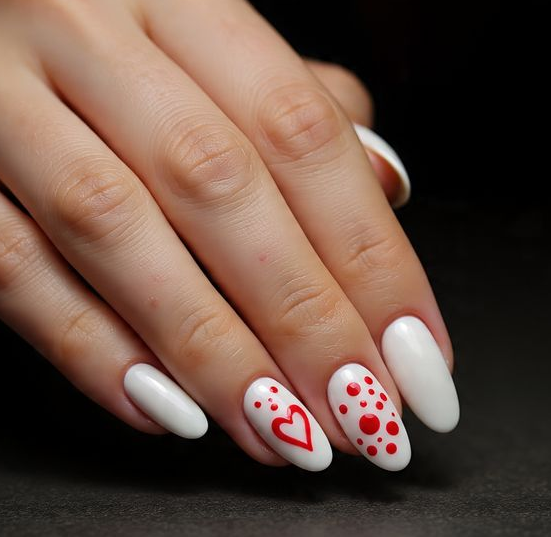 christmas nails red and white
