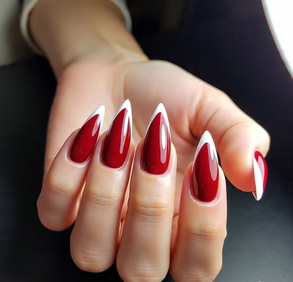 christmas nails red and white