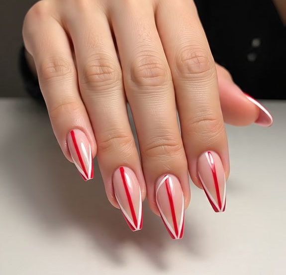 christmas nails red and white