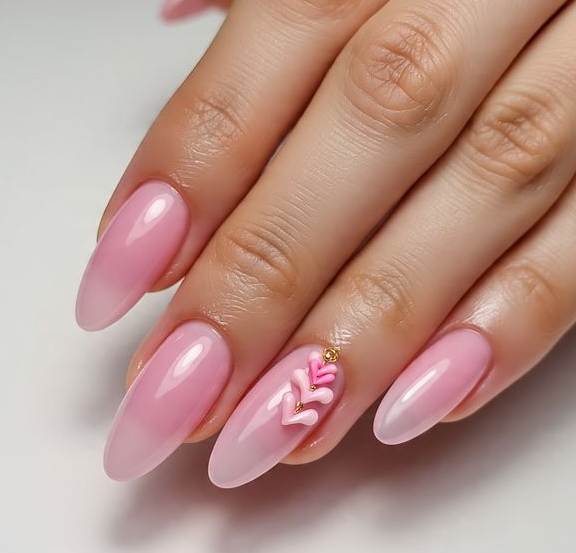 pink valentine’s nails