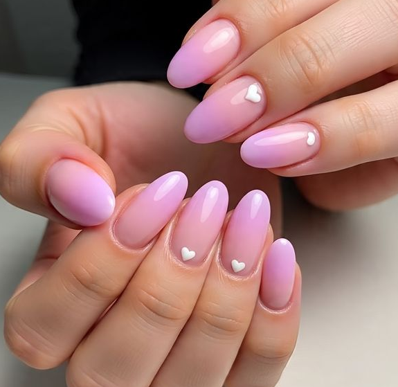 pink valentine’s nails