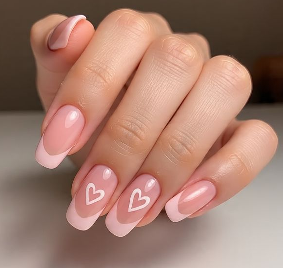 pink valentine’s nails