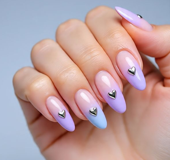 pink valentine’s nails