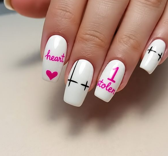 pink valentine’s nails