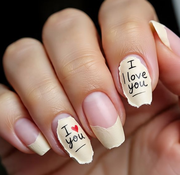 pink valentines nails
