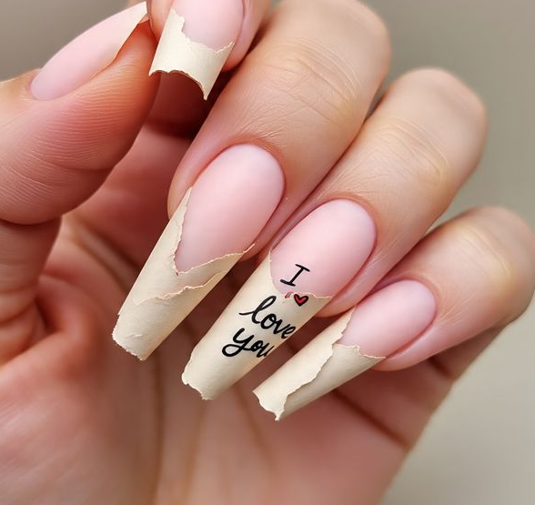 pink valentines nails