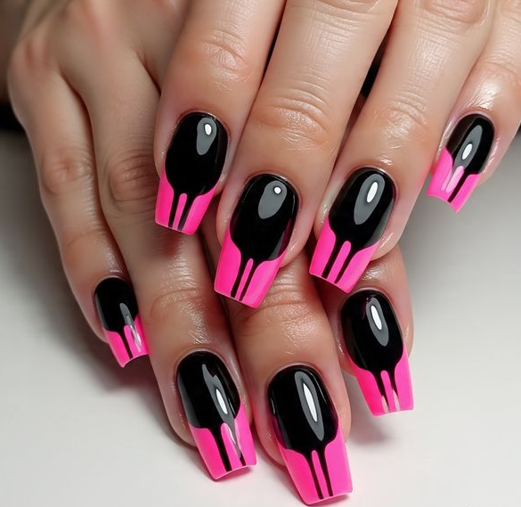 pink valentines nails