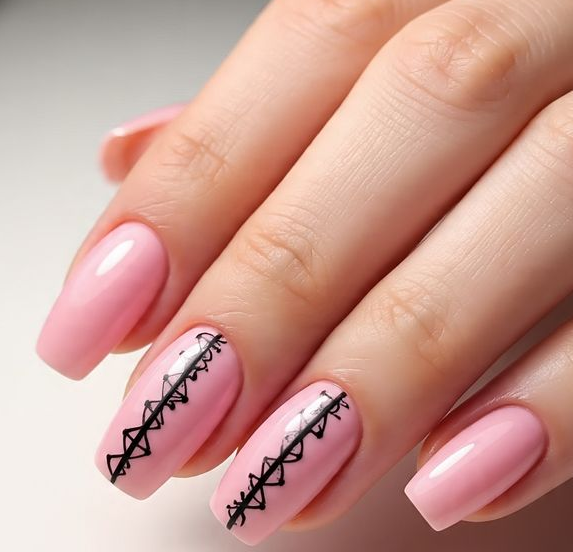 pink valentines nails