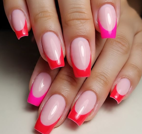 pink valentines nails