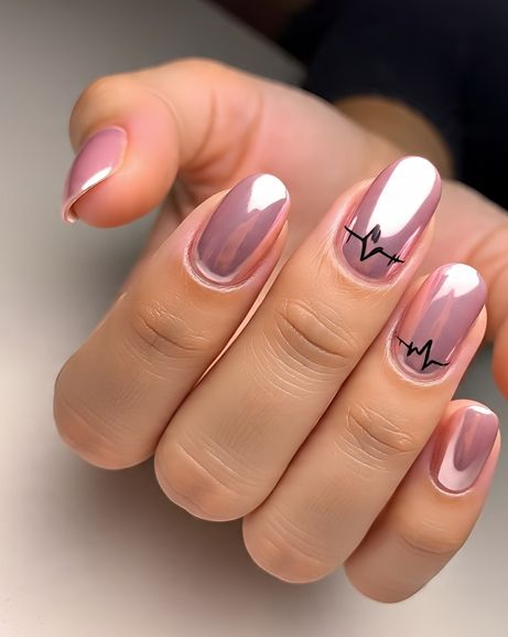 pink valentines nails
