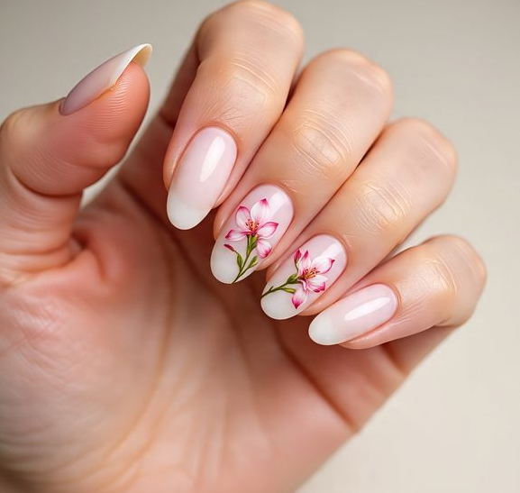 pink valentines nails