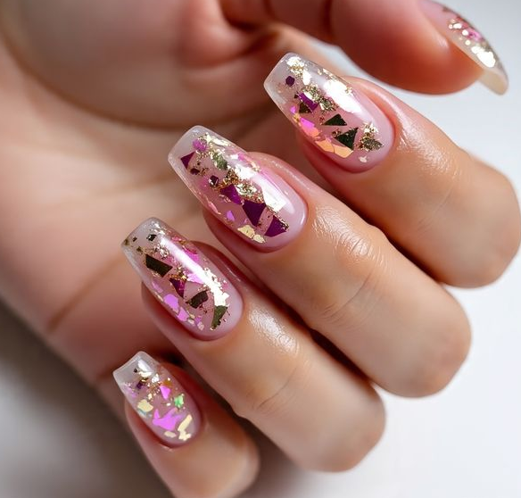 pink valentines nails