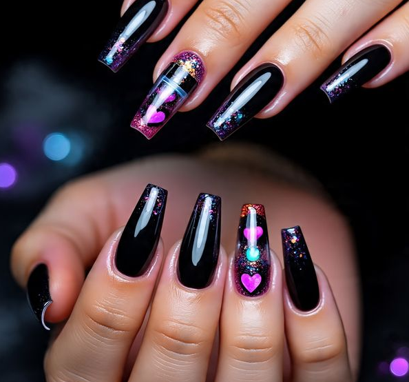 pink valentines nails