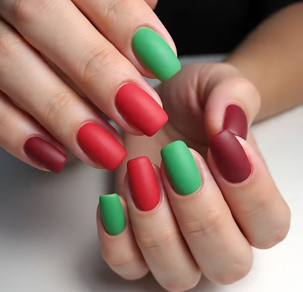 red & green christmas nails