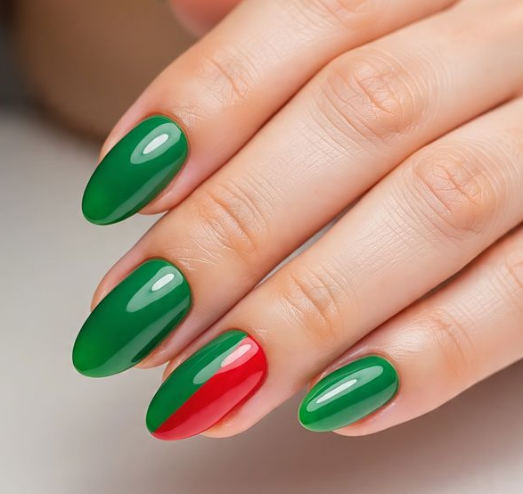 red & green christmas nails