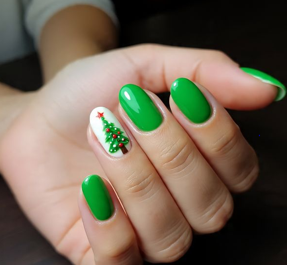 Red & Green Christmas Nails
