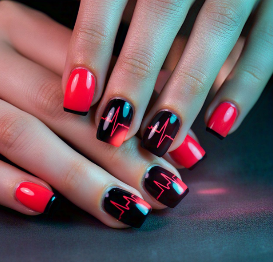neon french tips