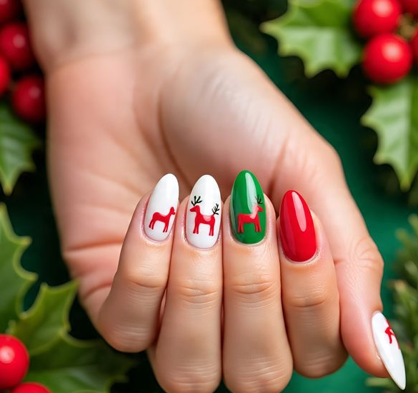 Red & Green Christmas Nails