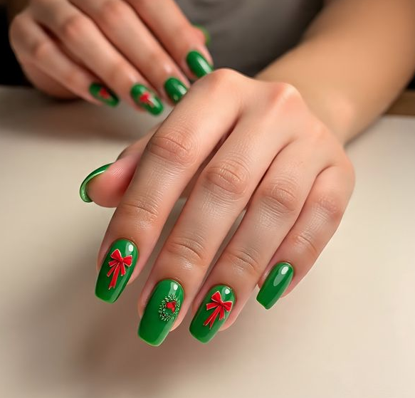 Red & Green Christmas Nails