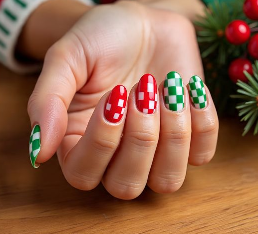 Red & Green Christmas Nails