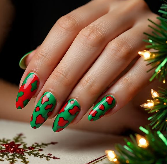 Red & Green Christmas Nails