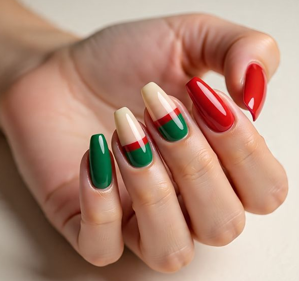 Red & Green Christmas Nails