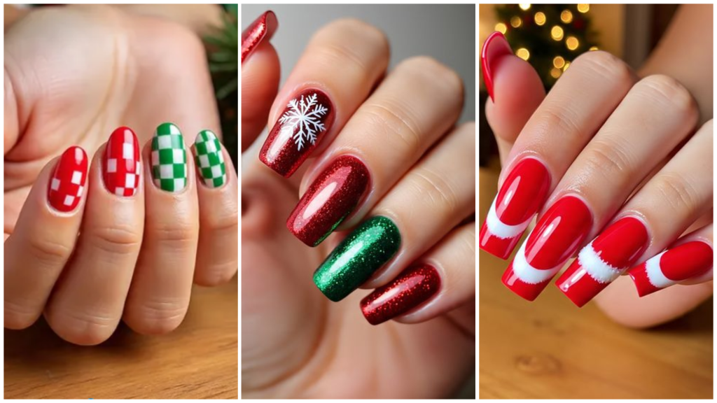 Red & Green Christmas Nails