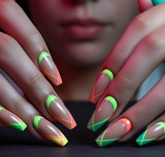 neon french tips