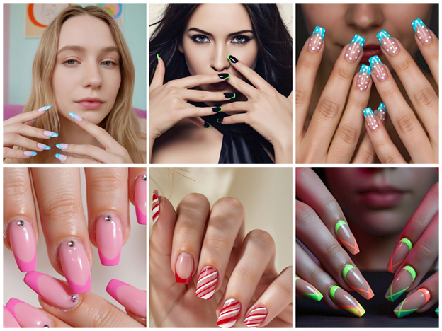 neon french tips