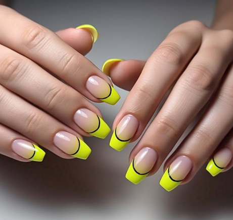 yellow neon nails