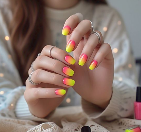 yellow neon nails