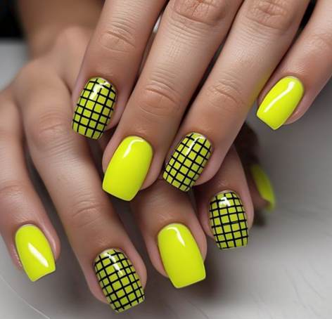 yellow neon nails