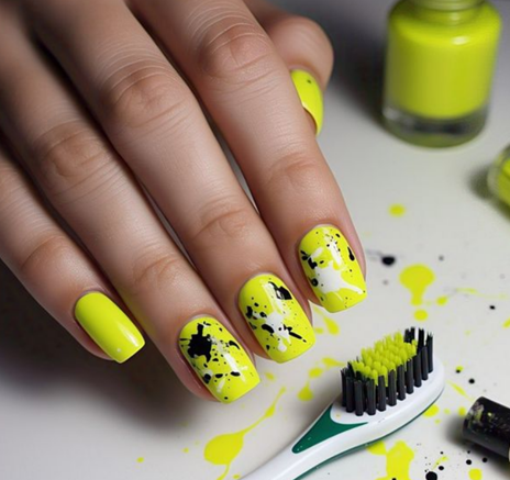 yellow neon nails
