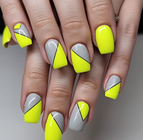 yellow neon nails