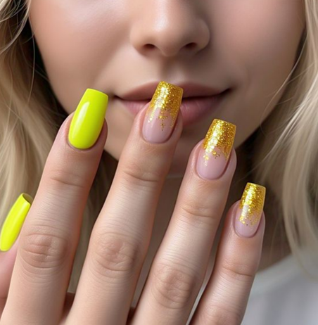 yellow neon nails