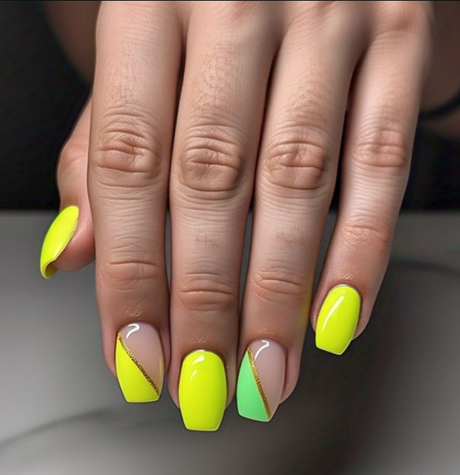 yellow neon nails