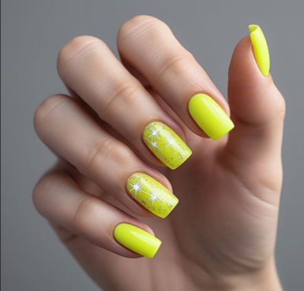 yellow neon nails