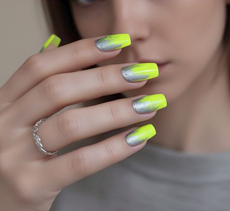 yellow neon nails
