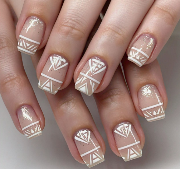 white glitter nails