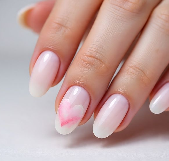pink valentine’s nails