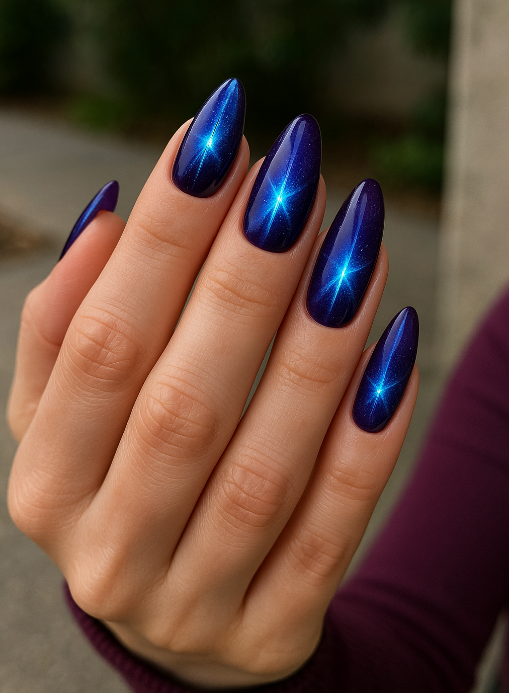 galaxy cat eye nails