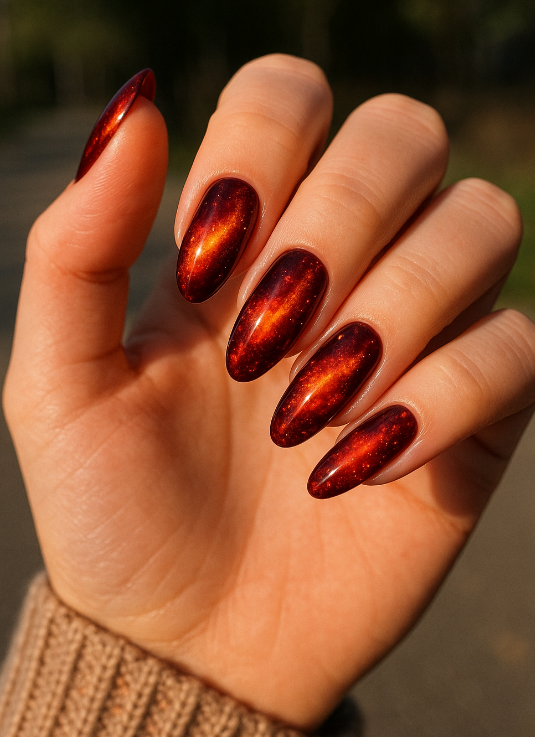 galaxy cat eye nails