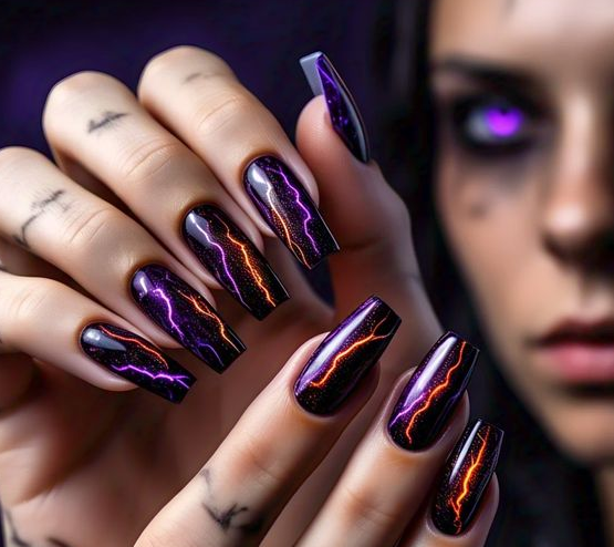 purple halloween nails