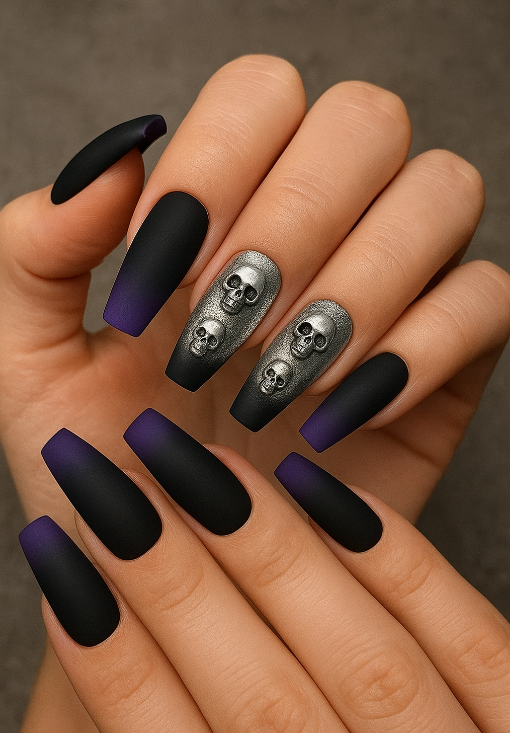 purple and black halloween nails