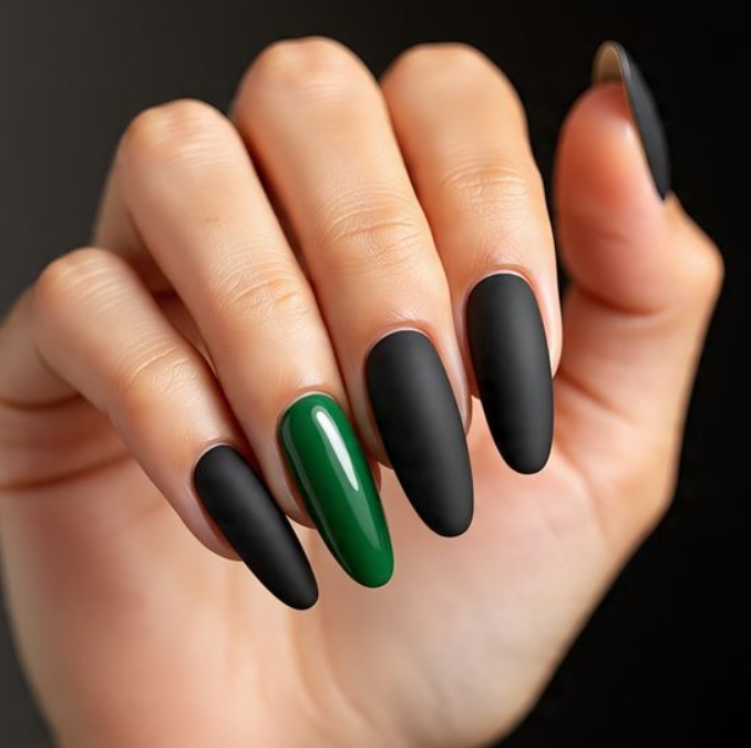 black and green nails