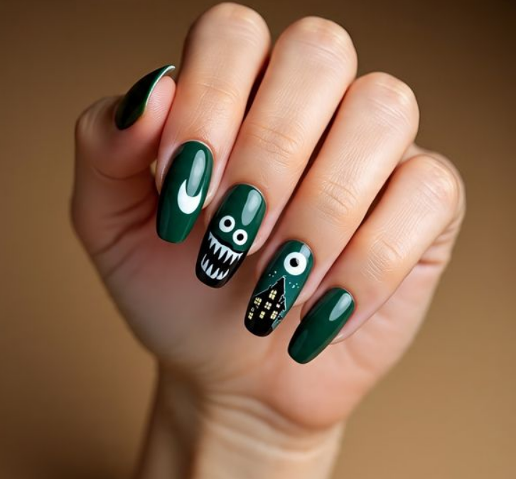 halloween green nails