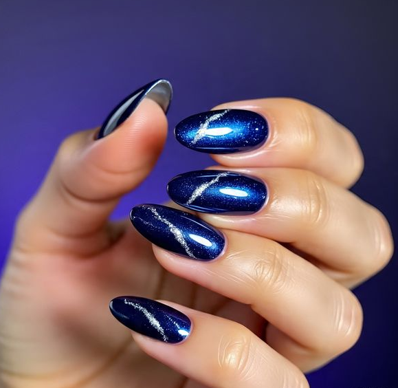 galaxy cat eye nails