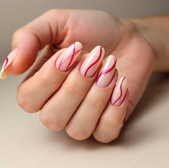 red and pink nails