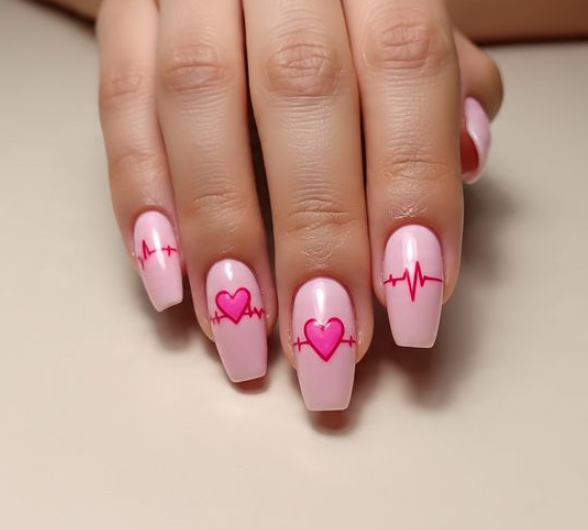 red and pink nails